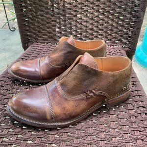 Bed Stu Tan Rustic Mason Womens Oxford Leather and Suede Loafer Size 8 1/2